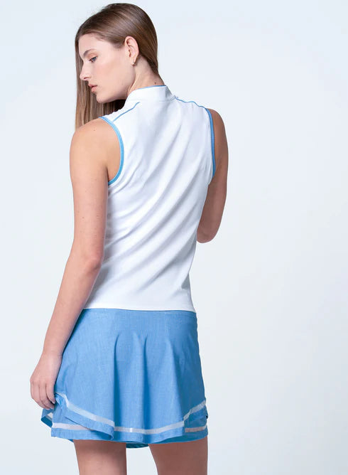 Lucky in Love Linen Nouveau Mandarin Collar Sleeveless