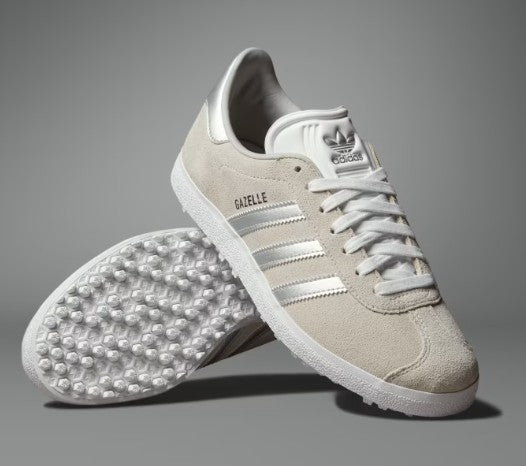 Adidas Gazelle Spikeless Golf Shoes in Crystal White / Silver Metallic / Grey Two
