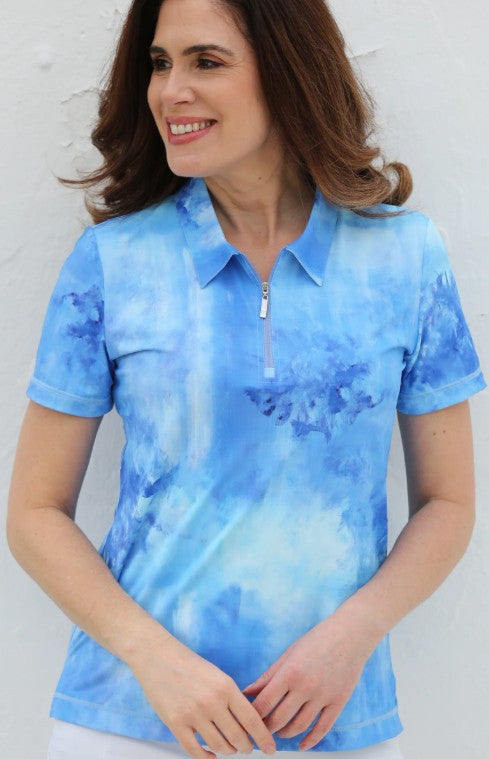 FAMARA PERIWINKLE Short Sleeve Golf Polo Shirt