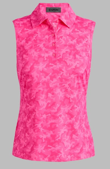 G/FORE APPAREL ICON CAMO SOFT TECH JERSEY SLEEVELESS POLO
