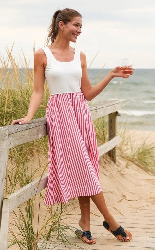 Duffield Lane Jada Dress in Red Stripe 46"