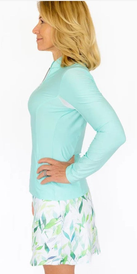 Amy Sport Fairway Katelyn Long Sleeve Top in ACQUA