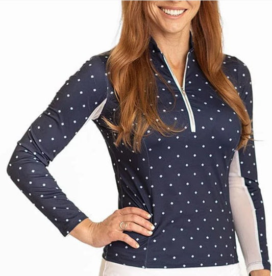 Amy Sport CLASSIS ESSENTIALS KATELYN LONG SLEEVED TOP IN LOGO NAVY