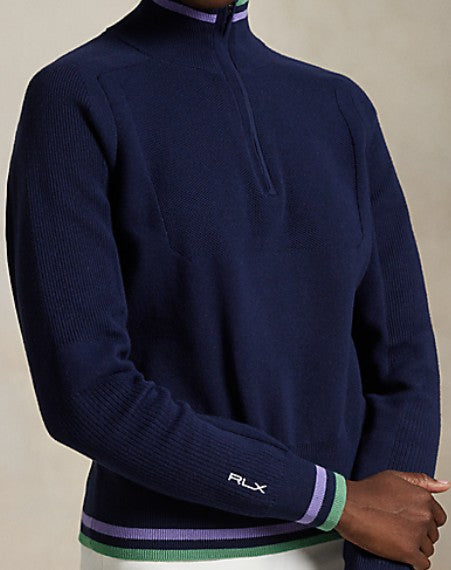 Ralph Lauren RLX LONG-SLEEVE COTTON BLEND MOCK NECK 1/2 ZIP SWEATER