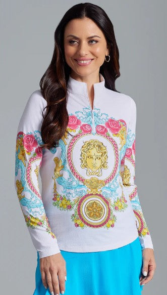 IBKUL Lala Print Long Sleeve Mock Neck
