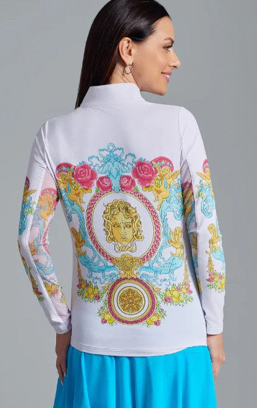 IBKUL Lala Print Long Sleeve Mock Neck