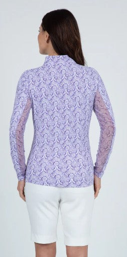 IBKUL Leslie Print Long Sleeve Mock Neck Top