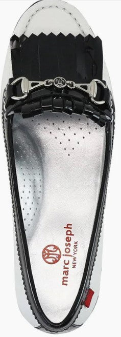 Marc Joseph Lexington Golf Shoe - White Grainy & Black Patent