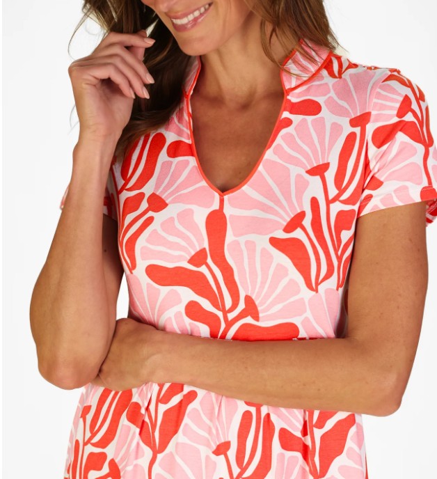 Duffield Lane Magnolia Short Sleeve Dress in Sunset Blossoms 46"