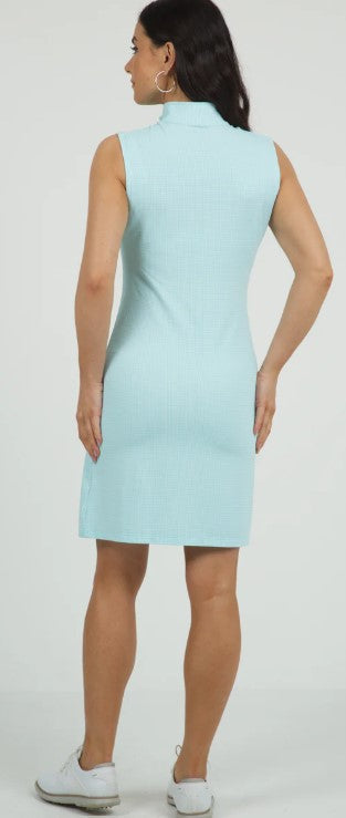 IBKUL Mini Check Print Sleeveless Mock Dress (Multiple Colors)