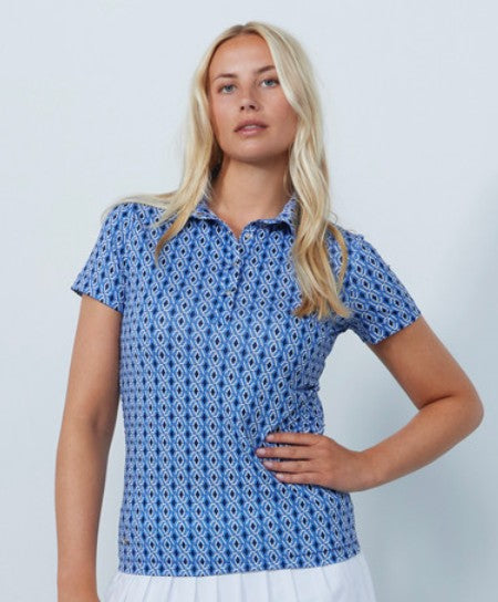 Daily Sports ARTIST Modern Geo Blue Print Short Sleeve Polo Shirt