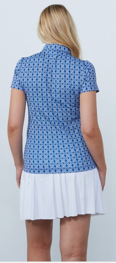 Daily Sports ARTIST Modern Geo Blue Print Short Sleeve Polo Shirt