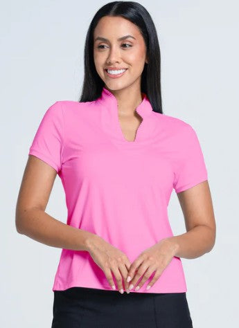 Lucky in Love Pleated Placket Short Sleeve (Multiple Colors)