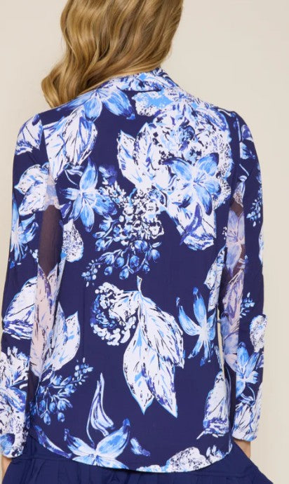 G Lifestyle MOORBOARD Quarter Zip Sun Protection Long Sleeve Top In Blue Lily