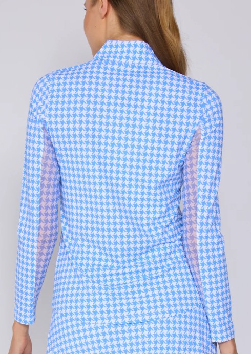 G Lifestyle Quarter Zip Long Sleeve Houndstooth Top (Multiple Colors)