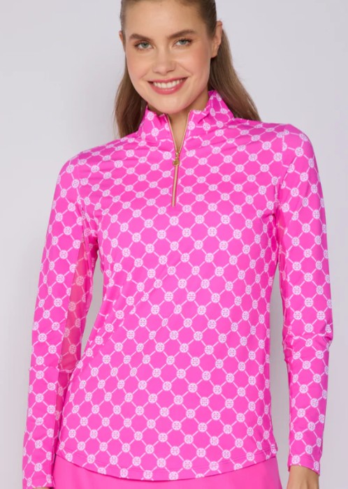 G Lifestyle Quarter Zip Long Sleeve Lifestyle Geo Top (Multiple Colors)