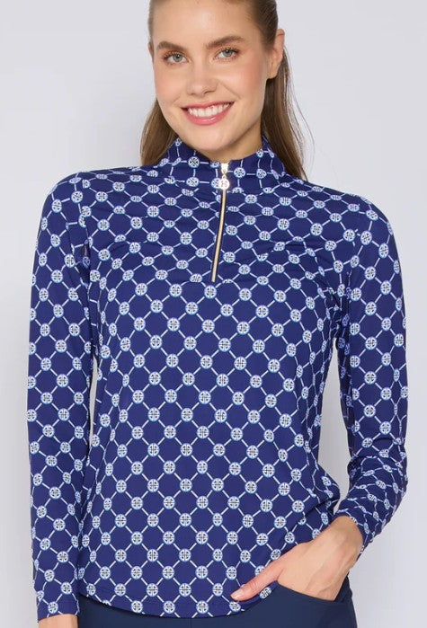 G Lifestyle Quarter Zip Long Sleeve Lifestyle Geo Top (Multiple Colors)