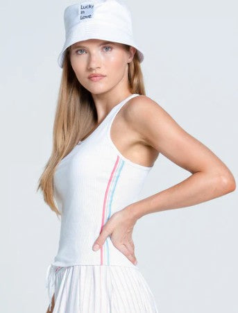 Lucky in Love Retro Revival Rib Tank Racer Back Polo