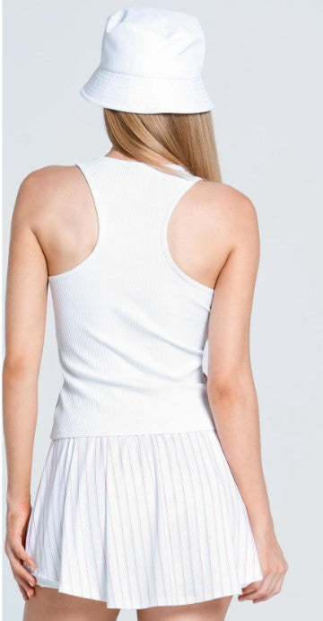 Lucky in Love Retro Revival Rib Tank Racer Back Polo