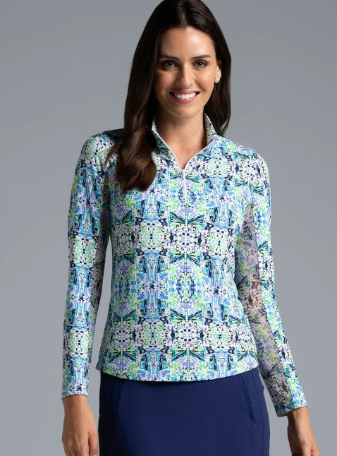 IBKUL Ridley Print Long Sleeve Mock Neck (Multiple Colors)