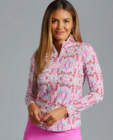 IBKUL Ridley Print Long Sleeve Mock Neck (Multiple Colors)