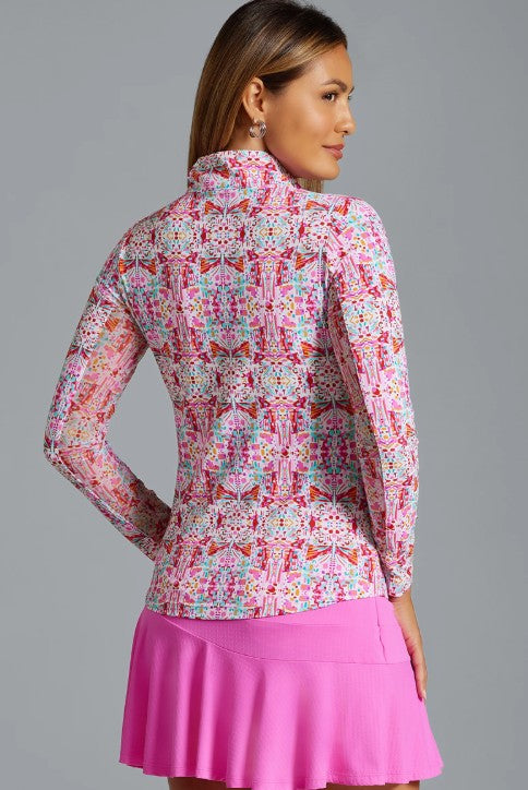 IBKUL Ridley Print Long Sleeve Mock Neck (Multiple Colors)
