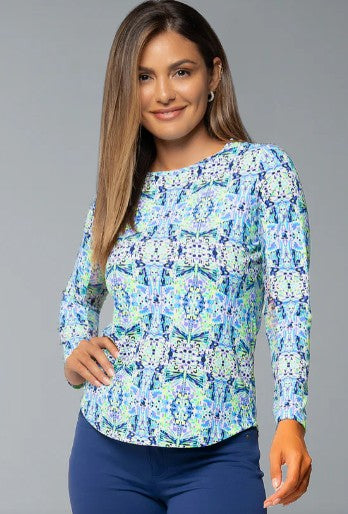 IBKUL Ridley Print Long Sleeve Crew Neck (Multiple Colors)