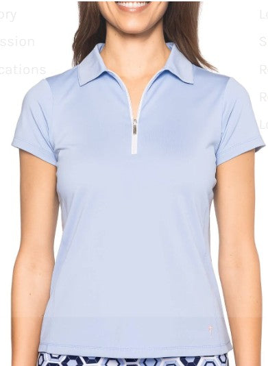 Golftini Short Sleeve Zip Polo Seersucker