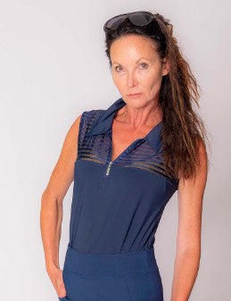 FAMARA TONAL SOLIDS SLEEVELESS SHEER GOLF SHIRT (MULTIPLE COLORS)