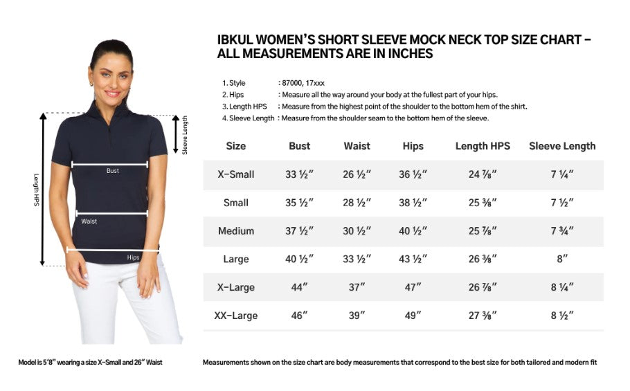 IBKUL Short Sleeve Mock Neck Top (Multiple Colors)
