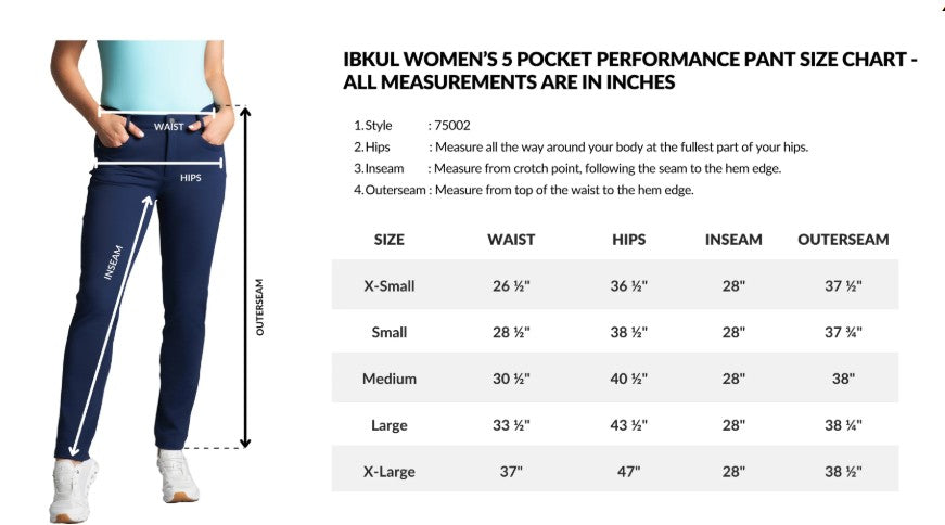 IBKUL 5 Pocket Performance Ankle Pant 28" (Multiple Colors)