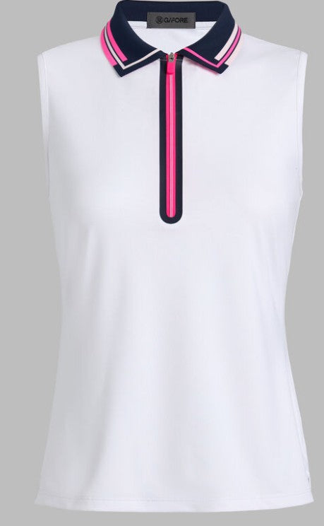 G/FORE APPAREL RIB COLLAR TECH PIQUÉ SLEEVELESS POLO
