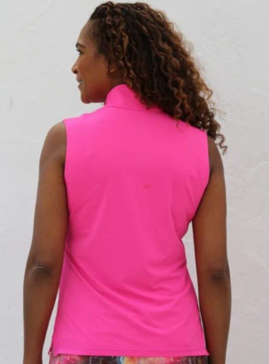 FAMARA TONAL SOLIDS SLEEVELESS MOCK NECK GOLF SHIRT (Multiple Colors)