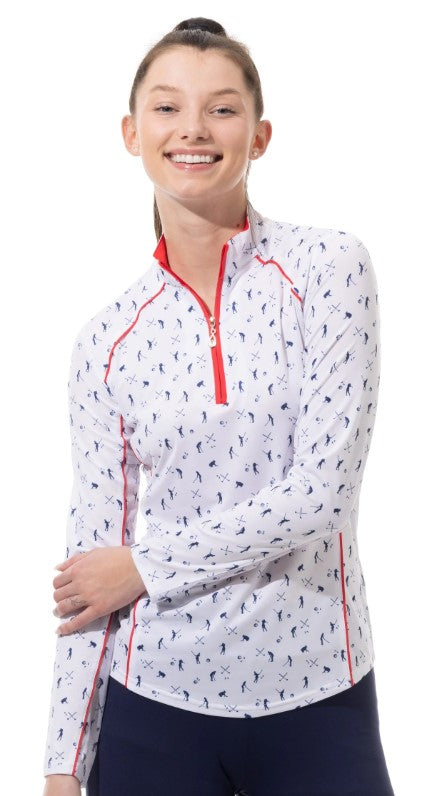 SanSoleil SOLCOOL LONGSLEEVE PRINT MOCK TOP