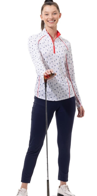 SanSoleil SOLCOOL LONGSLEEVE PRINT MOCK TOP
