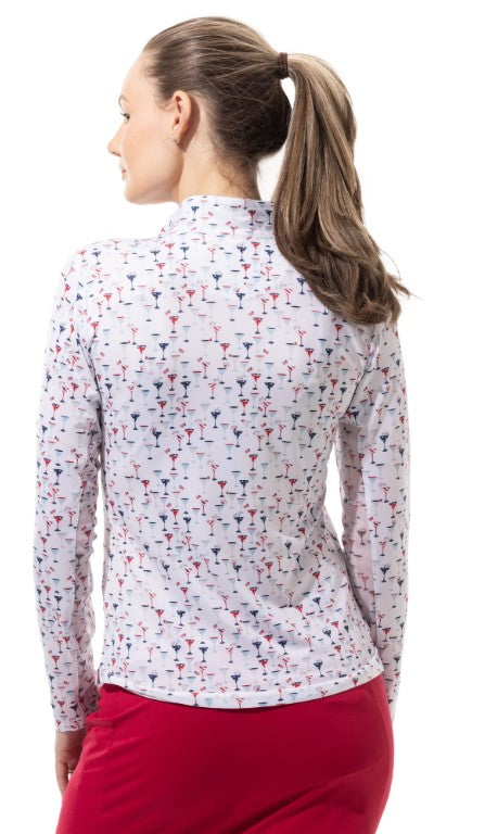SanSoleil SOLCOOL LONGSLEEVE PRINT MOCK TOP