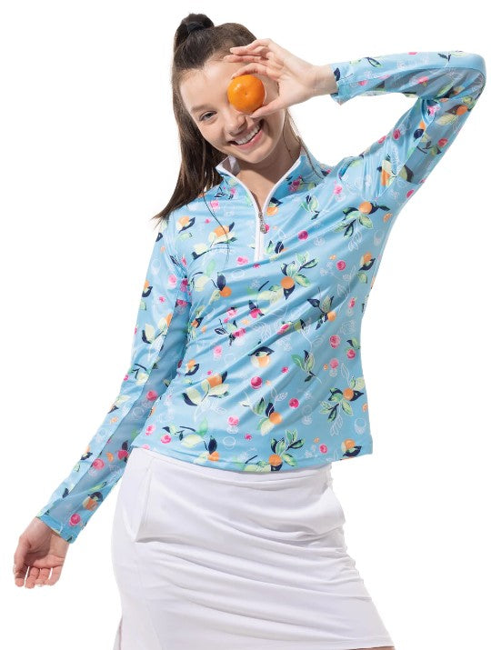 SanSoleil SOLCOOL LONGSLEEVE PRINT MOCK TOP