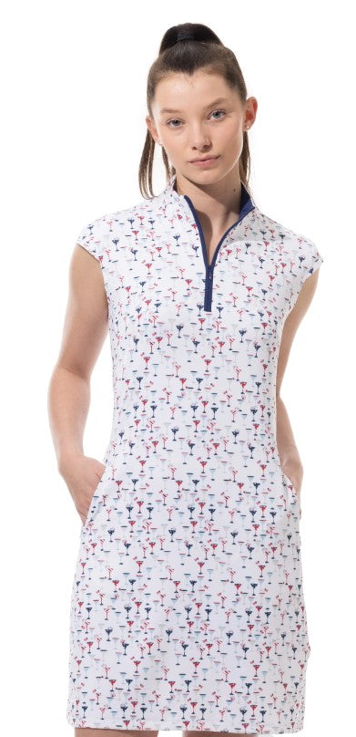 SanSoleil SOLSTYLE ICE SLEEVELESS ZIP MOCK DRESS