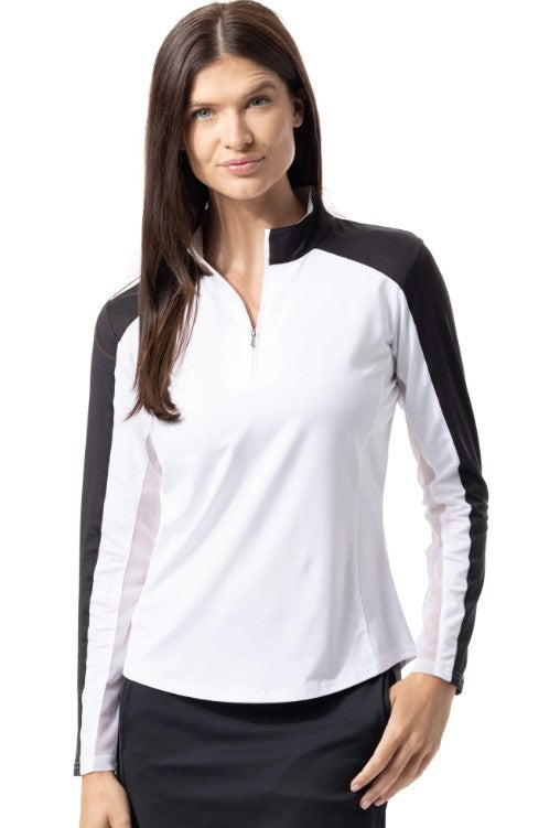 SanSoleil SunGlow Long Sleeve Zip Mock Color Block