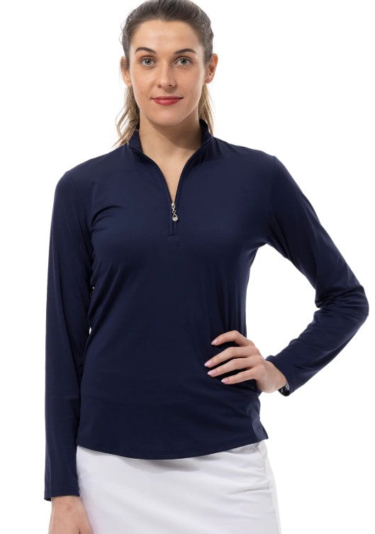 SanSoleil SunGlow Long Sleeve Zip Mock (Multiple Colors)