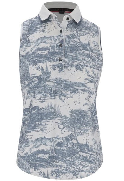 GREYSON Huntress Toile Sleeveless Scarlett Polo
