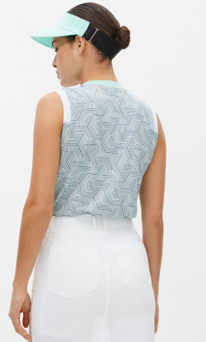 Rohnisch Active Energy Abby Sleeveless Polo Shirt in Hexagon Beige