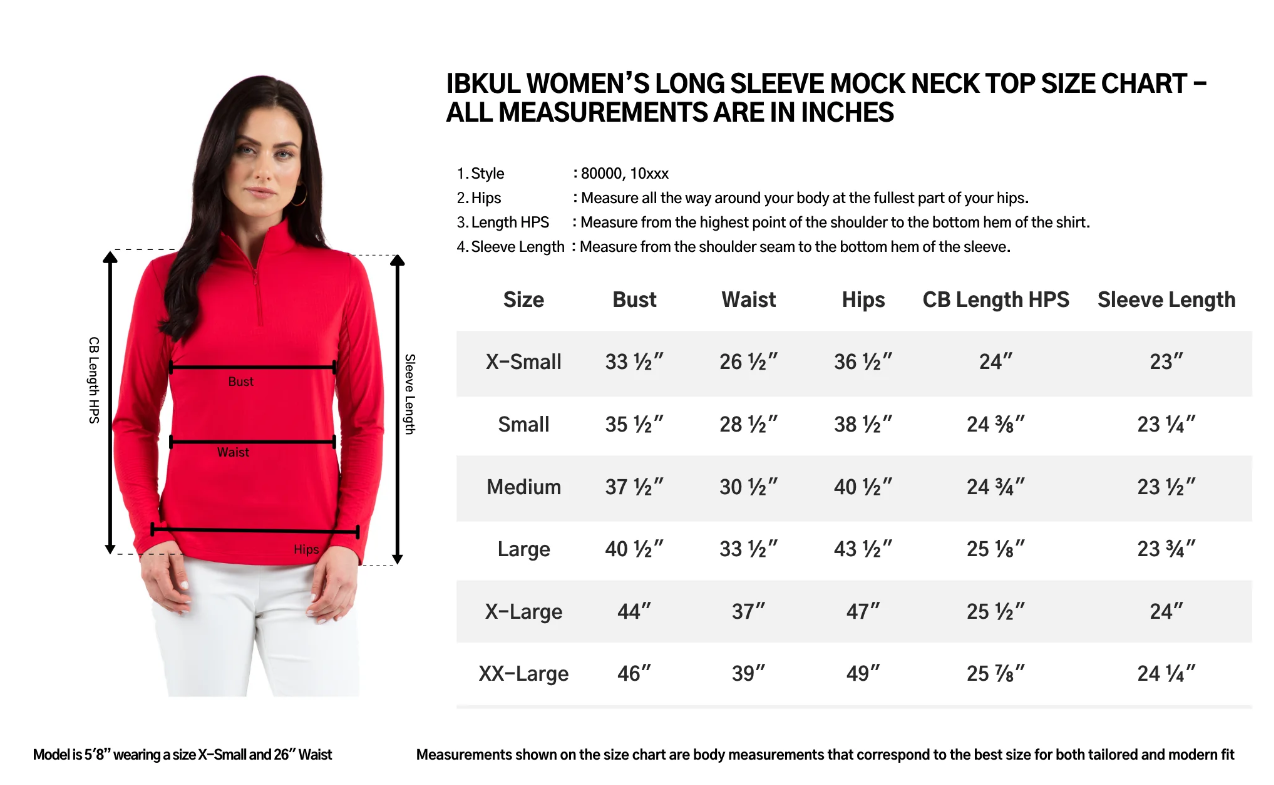 IBKUL Essentials Solid Long Sleeve Mock Neck Top (Multiple Colors)
