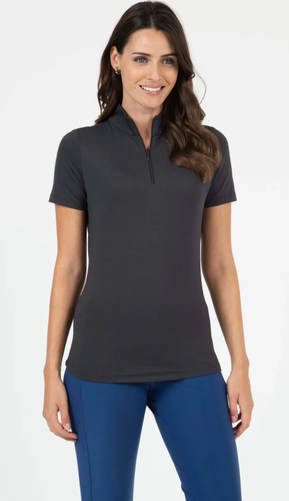 IBKUL Short Sleeve Mock Neck Top (Multiple Colors)