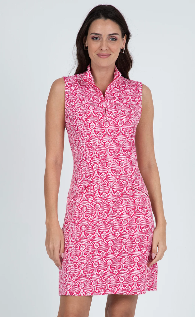 IBKUL Leslie Print Sleeveless Mock Dress (Multiple Colors)