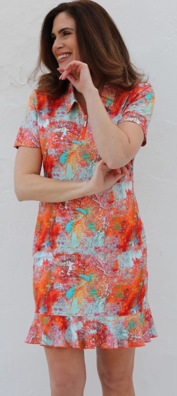 FAMARA ZANZIBAR Short Sleeve Frill Golf Dress