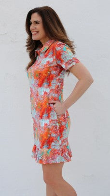 FAMARA ZANZIBAR Short Sleeve Frill Golf Dress