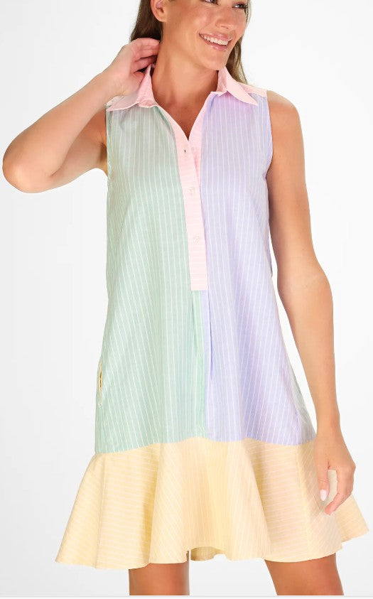 Duffield Sleeveless Iris Dress in Oxford Stripe Mix