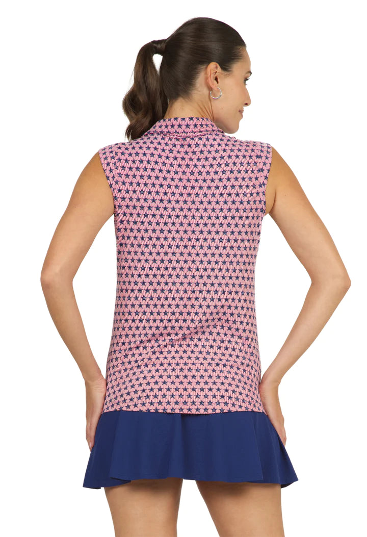 IBKUL Stars and Stripes Sleeveless Polo