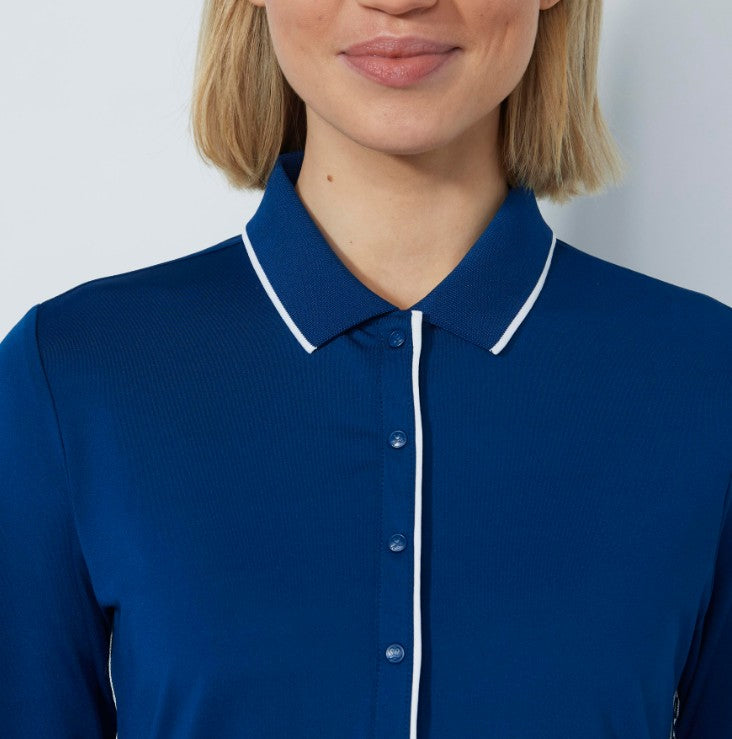 Daily Sports BLUE ILLUSIONS Stud Logo Long Sleeve Polo Shirt